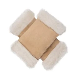 Women's Fingerless Sheepskin Mittens -Dents 7 1073 Camel Suede 1