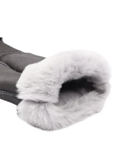 Women's Fingerless Sheepskin Mittens -Dents 7 1073Charcoal