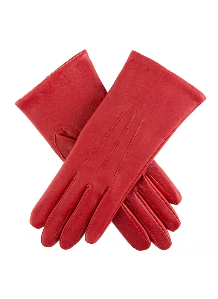 Women's Three-Point Lined Leather Gloves