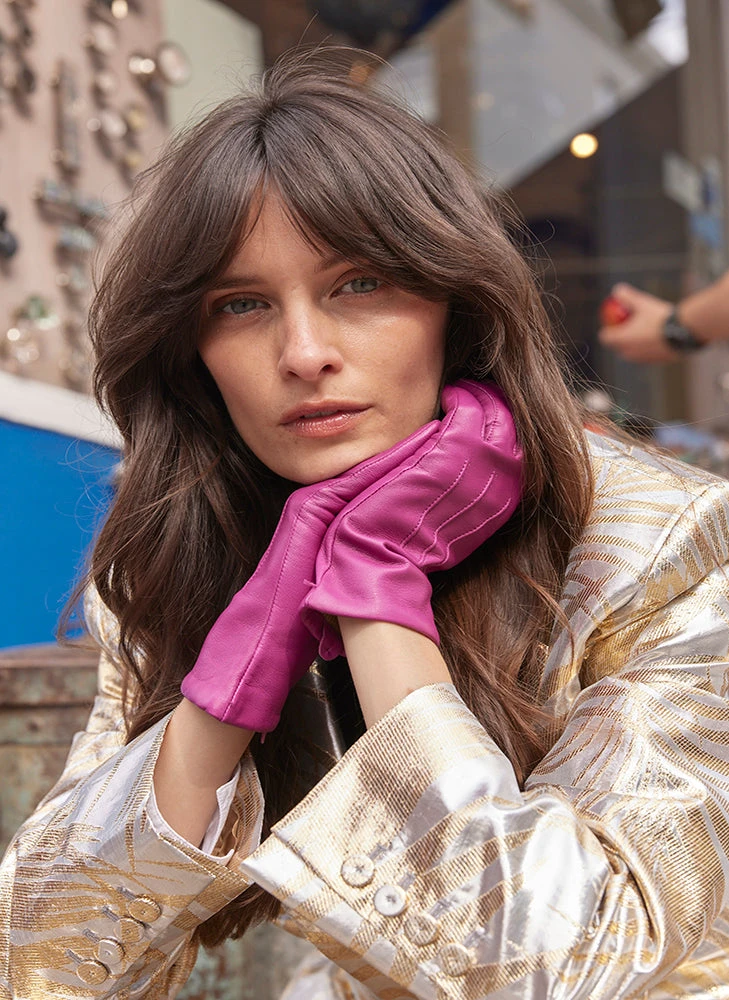 Women's Three-Point Lined Leather Gloves - Image 17