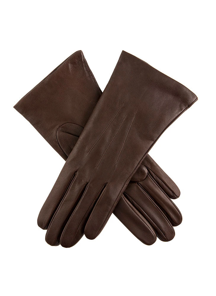 Women's Three-Point Cashmere-Lined Shorter Finger Leather Gloves - Image 5