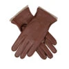 Women’s Three-Point Cashmere-Lined Deerskin Leather Gloves With Cashmere Cuffs