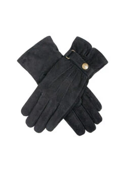 Women's Touchscreen Water-Resistant Three-Point Fleece-Lined Suede Gloves -Dents 7 1196 Black ebde1076 09fc 4a4c 8046 cfc7b04114a5