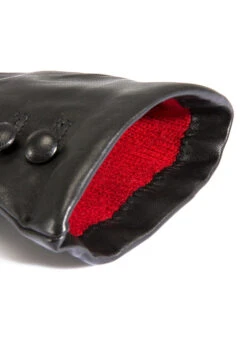 Women’s Touchscreen Three-Point Cashmere-Lined Leather Gloves With Buttons -Dents 7 2060Black4