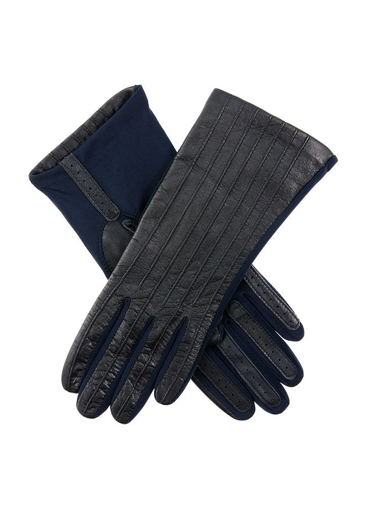 Women's Half Silk-Lined Leather And Elastane Gloves
