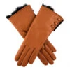 Women's Wool-Lined Leather Gloves With Fur Cuffs