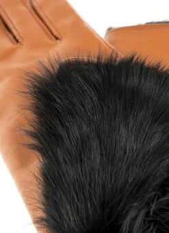 Women's Wool-Lined Leather Gloves With Fur Cuffs -Dents 7 2334 20cognac 202