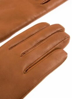 Women's Wool-Lined Leather Gloves With Fur Cuffs -Dents 7 2334 20cognac 203