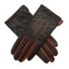 Women's Three-Point Lined Leather Gloves With Contrast Details