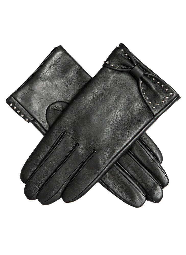 Women’s Touchscreen Lined Leather Gloves With Bow 1 Women’s Touchscreen Lined Leather Gloves With Bow