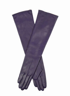 Women's Single-Point Long Above-Elbow Lined Leather Gloves -Dents 7 2460 Blueberry d59e7e7b cf5d 489d 9d84 472b16e10fc4