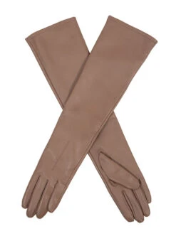 Women's Single-Point Long Above-Elbow Lined Leather Gloves -Dents 7 2460 Coutry Brown