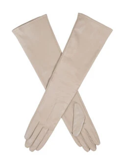 Women's Single-Point Long Above-Elbow Lined Leather Gloves -Dents 7 2460 Ivory