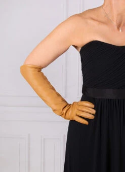 Women's Single-Point Long Above-Elbow Lined Leather Gloves -Dents 7 2460 saddle a6fb5bcd 65fe 481d b0b2 484661656883