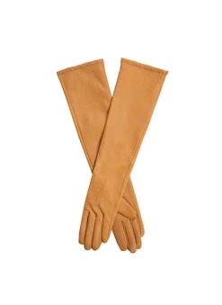 Women's Single-Point Long Above-Elbow Lined Leather Gloves -Dents 7 2460Saddle