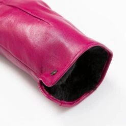 Women’s Touchscreen Single-Point Faux Fur-Lined Leather Gloves -Dents 7 2461 Fuchsia 8