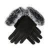 Women’s Water-Resistant Three-Point Faux Fur-Lined Nubuck Leather Gloves With Faux Fur Cuffs