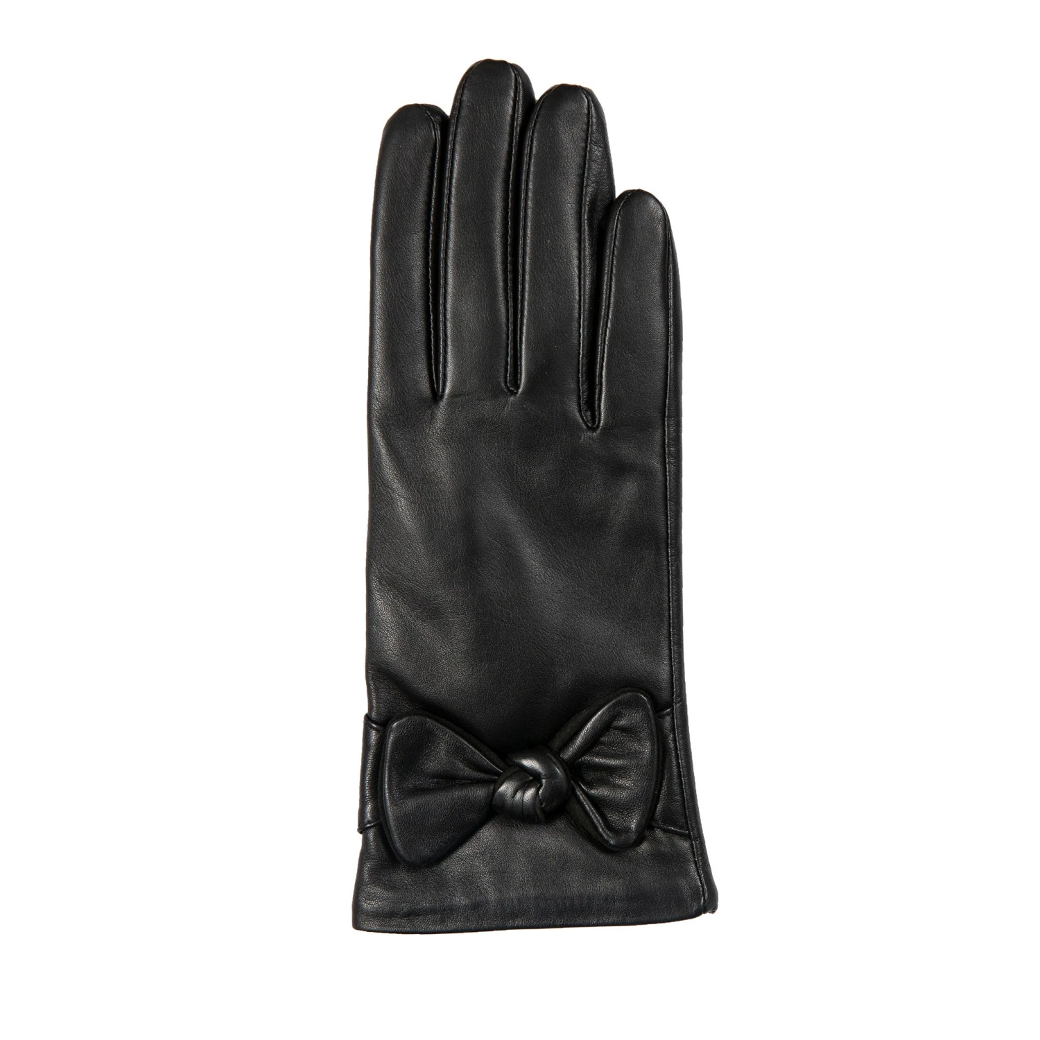 Women’s Touchscreen Wool-Lined Leather Gloves With Bow - Image 10