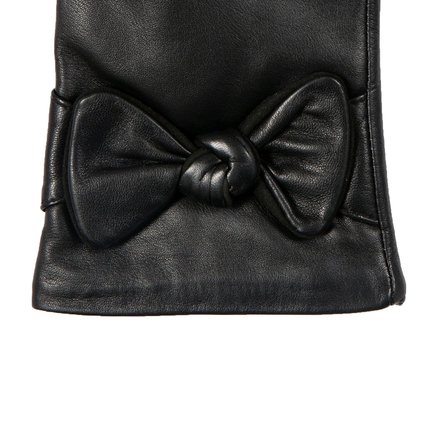 Women’s Touchscreen Wool-Lined Leather Gloves With Bow - Image 11