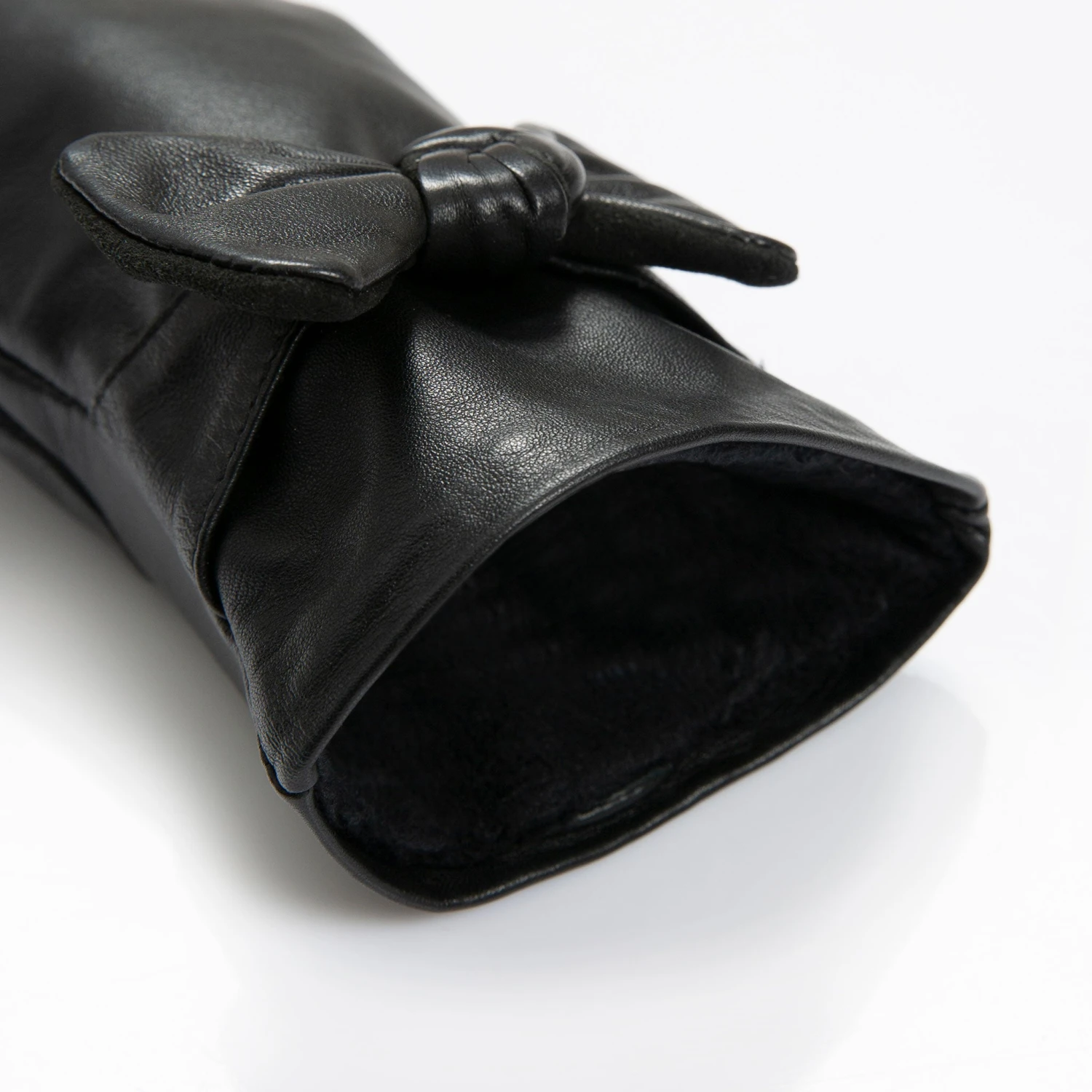 Women’s Touchscreen Wool-Lined Leather Gloves With Bow - Image 16