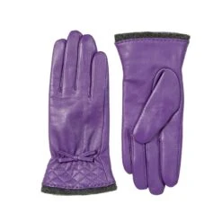 Women’s Wool-Lined Leather Gloves With Quilted Cuffs And Bow -Dents 7 5021 Amethyst 1 c4bf3a2e 5b52 40ce a946 da49fc9140e8