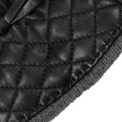 Women’s Wool-Lined Leather Gloves With Quilted Cuffs And Bow -Dents 7 5021 Black Charcoal 9