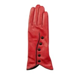 Women’s Wool-Lined Leather Gloves With Buttons And Piping -Dents 7 5023 Berry 2