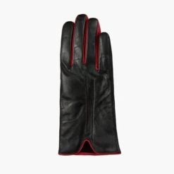 Women’s Single-Point Lined Leather Gloves With Colour Contrast Details -Dents 7 5024 Black Berry 2