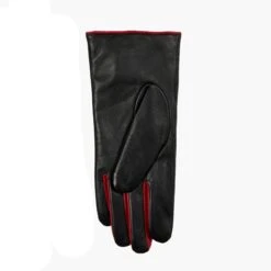Women’s Single-Point Lined Leather Gloves With Colour Contrast Details -Dents 7 5024 Black Berry 3