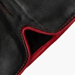 Women’s Single-Point Lined Leather Gloves With Colour Contrast Details -Dents 7 5024 Black Berry 9