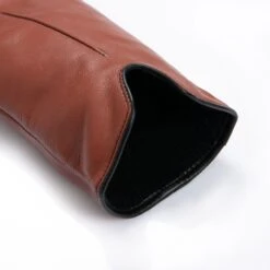 Women’s Single-Point Lined Leather Gloves With Colour Contrast Details -Dents 7 5024 Cognac Black 8