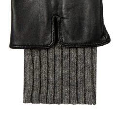 Women’s Three-Point Wool Blend-Lined Leather Gloves With Knitted Cuffs -Dents 7 5025 Black Charcoal 4