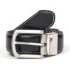 Men's Reversible Lined Leather Belt With Contrast Stitching
