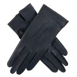 Women's Heritage Handsewn Three-Point Deerskin Leather Gloves -Dents WOMENS HERITAGE HANDSEWN DERRSKIN LEATHER GLOVES NAVY