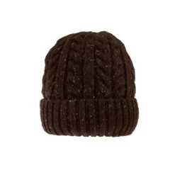 Men’s Cable Knit Beanie Hat With Marl Yarn