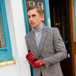 Men's Heritage Two-Colour Leather Driving Gloves -Dents mens leather driving gloves berry black 2