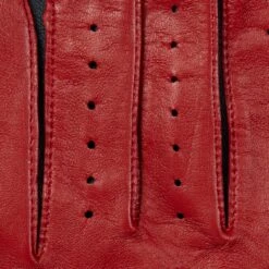 Men’s Touchscreen Three-Colour Leather Driving Gloves -Dents mens leather touchscreen three colour gloves red navy yellow stitching