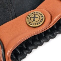 Men's The Suited Racer Touchscreen Leather Driving Gloves -Dents mens the suited racer leather driving gloves tan black strap