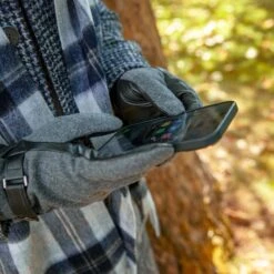 Men’s Touchscreen Lined Flannel And Leather Gloves -Dents mens touchscreen flannel leather gloves charcoal 2