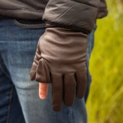 Men's Water-Resistant Fleece-Lined Leather Shooting Gloves -Dents mensleathershootinggloves 2