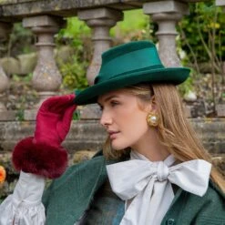 Women's Touchscreen Velour-Lined Faux Suede Gloves With Faux Fur Cuffs 23 Women's Touchscreen Velour-Lined Faux Suede Gloves With Faux Fur Cuffs -Dents womens faux suede gloves in berry 2