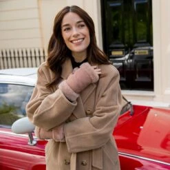 Women's Fingerless Sheepskin Mittens -Dents womens fingerless sheepskin mittens honey 3