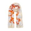 Women’s Floral Print Silk-Like Lightweight Scarf With Border