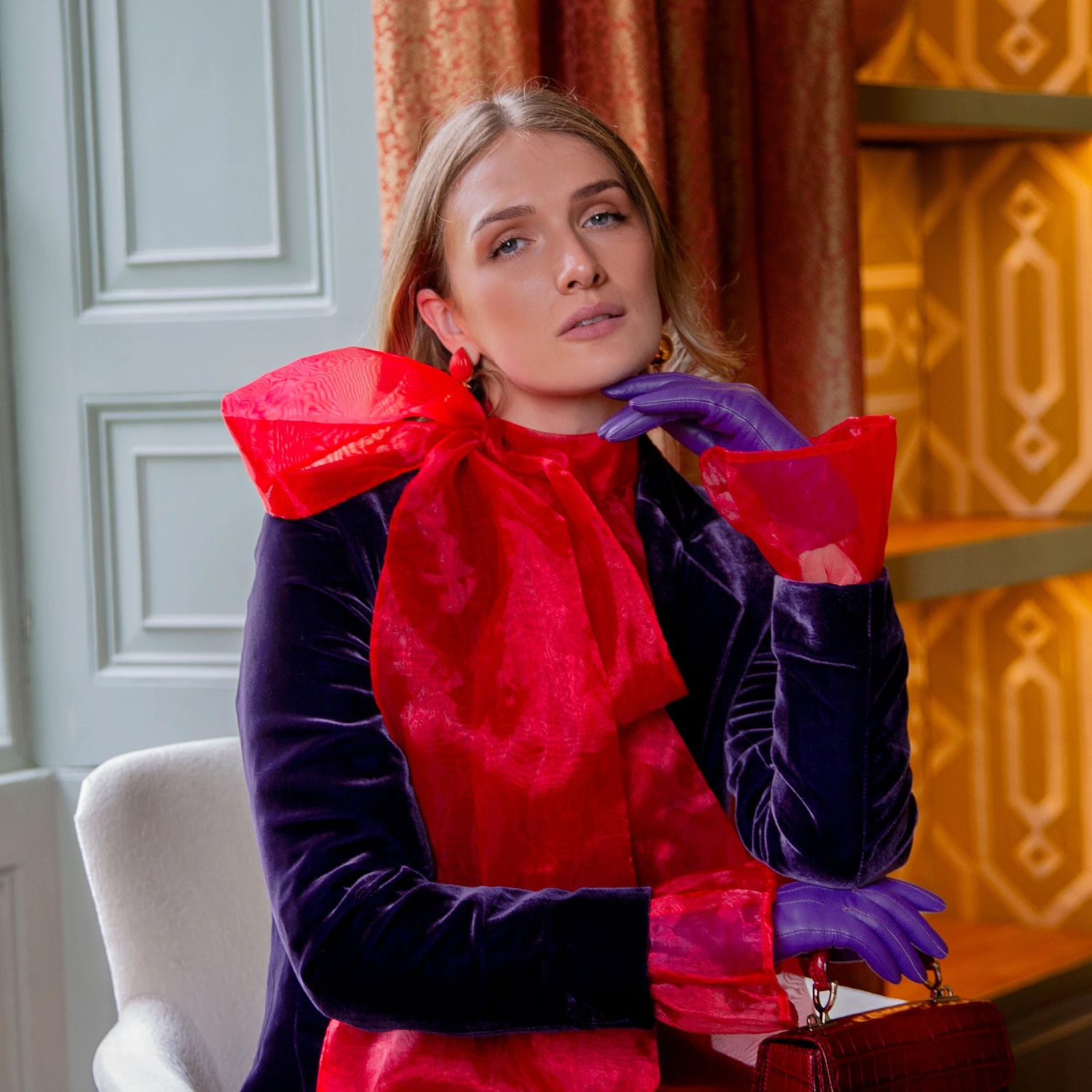 Women's Three-Point Lined Leather Gloves - Image 9