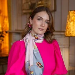 Women’s Butterflies And Buckles Print Silk-Like Lightweight Scarf -Dents womens lightweight scarf with butterflies and buckles grey