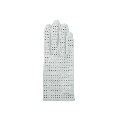 Women’s Perforated Leather Gloves -Dents womens perforated leather gloves back silver