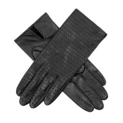 Women’s Perforated Leather Gloves -Dents womens perforated leather gloves black