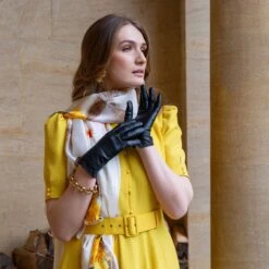 Women’s Perforated Leather Gloves -Dents womens perforated leather glovesin black