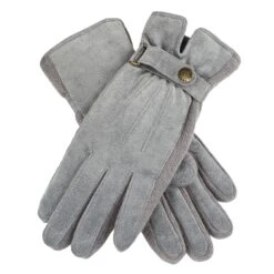 Women's Three-Point Fleece-Lined Suede Gloves -Dents womens suede gloves charcoal
